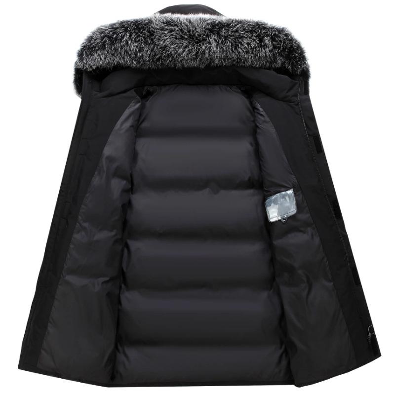 Plus Size Autumn Winter Men's Windproof Hair Collar Jacket Men's Warm Hooded Jacket