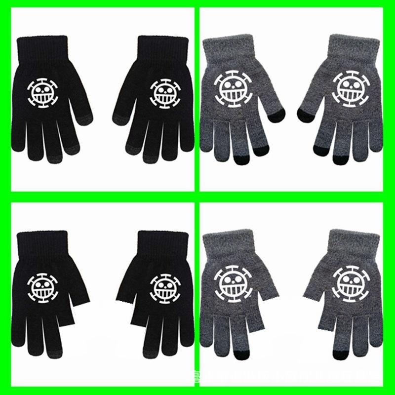 One Piece, Luffy, Chopper, Zolona Mero, Anime Online Game Peripheral Gloves, Gray Full-finger Autumn and Winter Warm and Cold Protection