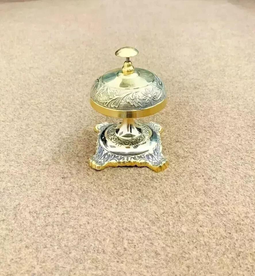 Table Desk Bell Antique Vintage Brass Hotel Service Ornate Reception Counter