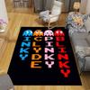 Pac‑Man Cartoon Flannel Printed Carpet, Home Sofa Decoration for Living Room & Bedroom, Non‑Slip Play Flannel Floor Mat for Game Room