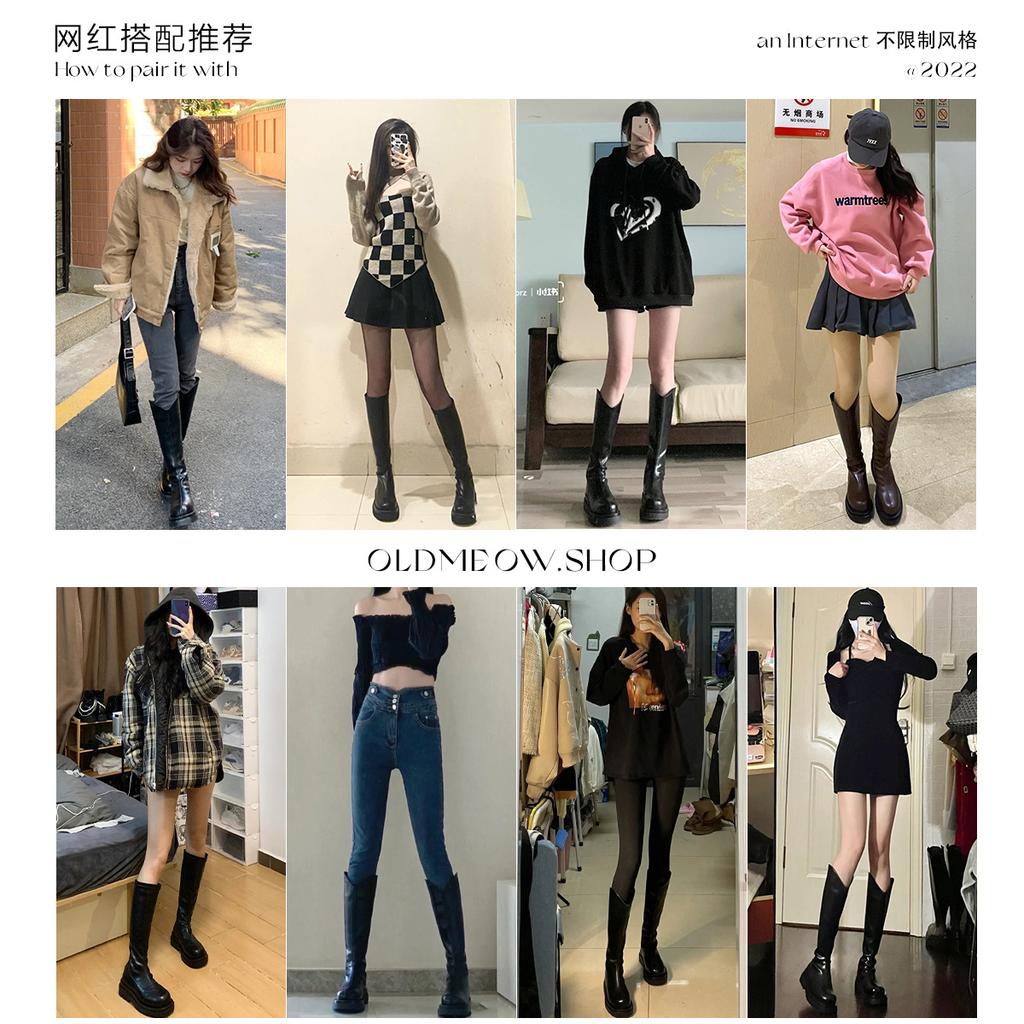 But knee boots women's 2025 new platform high boots versatile winter legs long Martin boots velvet women's boots