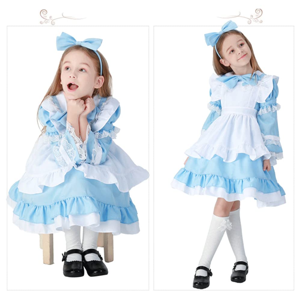 [Formemory] Alice In Wonderland Cosplay Costume, Alice Maid Outfit, Alice One-Piece Dress with Apron, Children's Dress, Halloween, Event, School