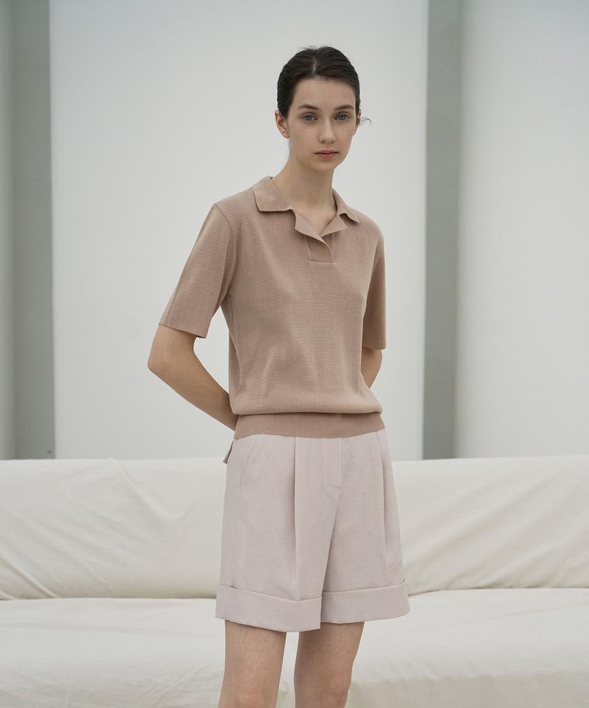 RE RHEE Cuban Collar Short Sleeved Knit Shirt Be