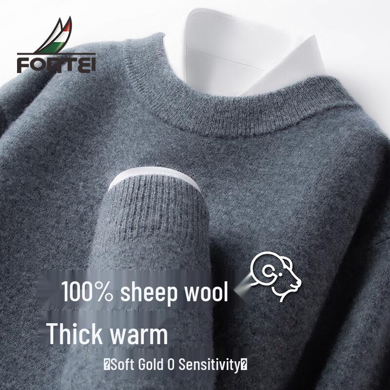 Men s 100% Merino Wool Thickened Crew Neck Sweater 54