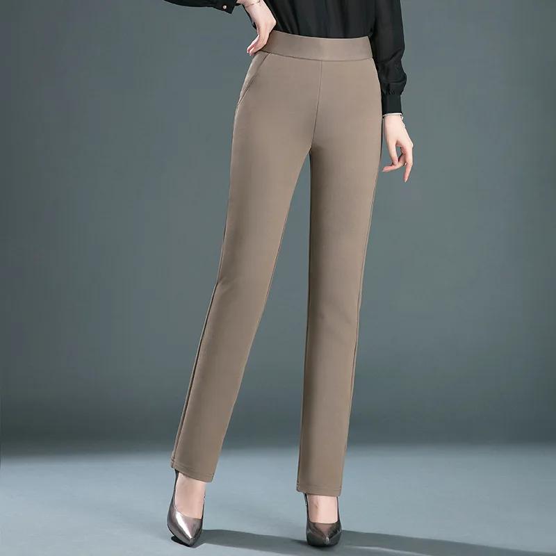 Ladies Casual Leggings Elastic High Waist Work Pants Fat Man Trousers Spring Summer Commuter Dress Trousers Straight Pants