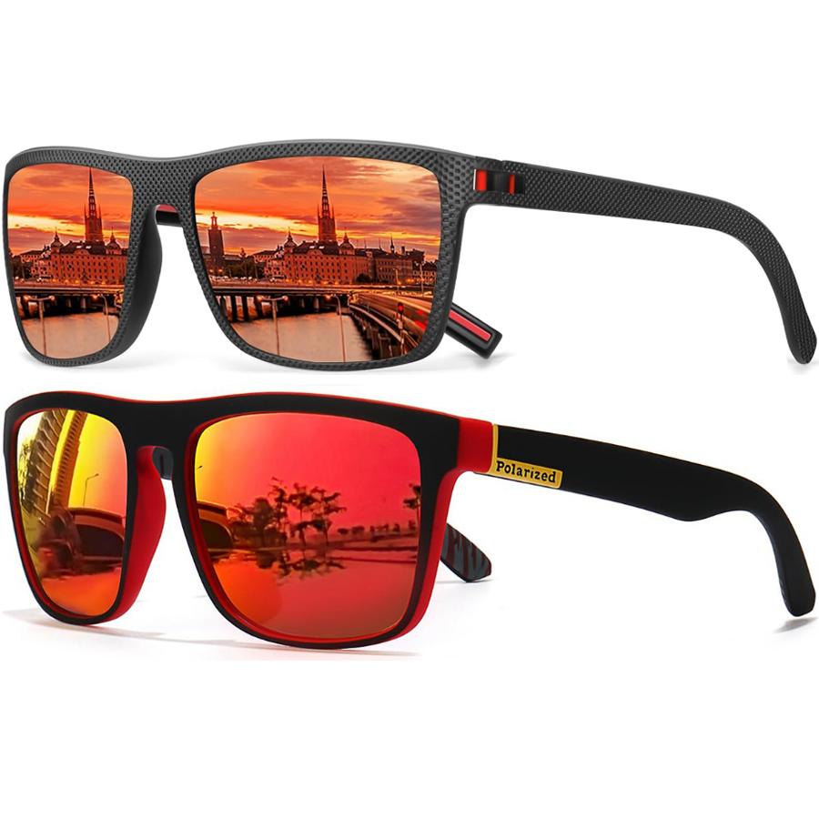 2Pack New Polarized Sunglasses Men Women Trendy Retro Sun glasses Outdoor Sports Fishing Hiking Driving UV400