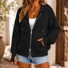 Sudadera con capucha y cremallera informal de corte holgado para mujer