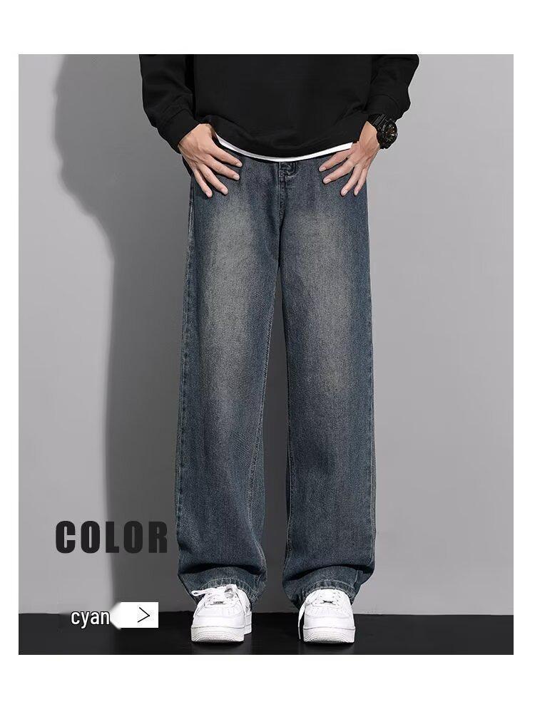 Men's American Retro High Street Loose Ripped Jeans: Trendy, Versatile Long Pants
