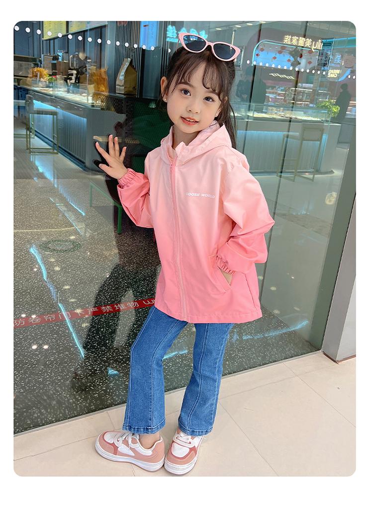 Hooded Big Kid Gradient Color Casual Sports Windbreaker Jacket Children Outdoor Outerwear