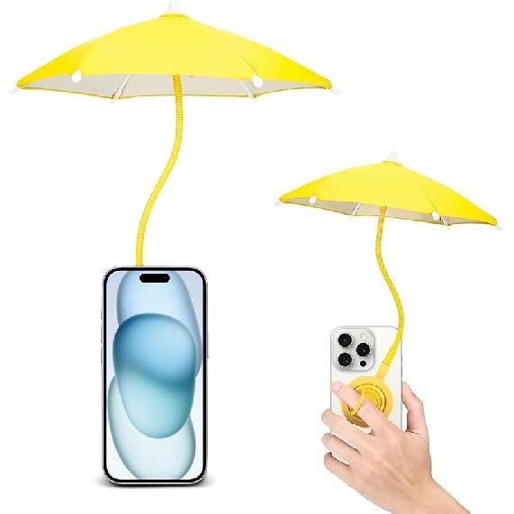 Magnetic Phone Umbrella for Sun,Outdoor Phone Sun Shade Shield with Flexible Angle Design & Rotatable Phone Ring,Umbrella for iPhone 17 Air 16 15 14