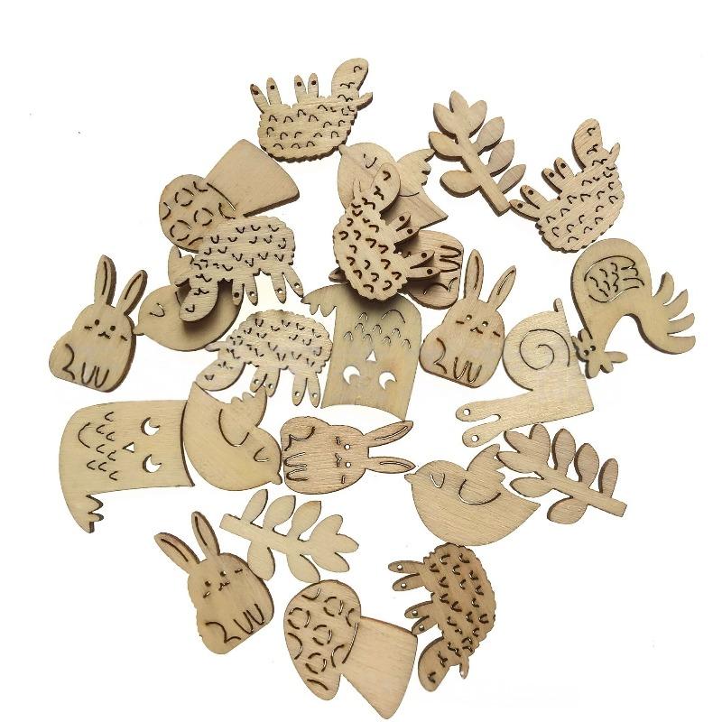 50PCS Mushroom Wooden Cutouts, DIY Craft Embellishments, Unfinished Wood Shapes for Home Decor, Scrapbooking, and Crafts