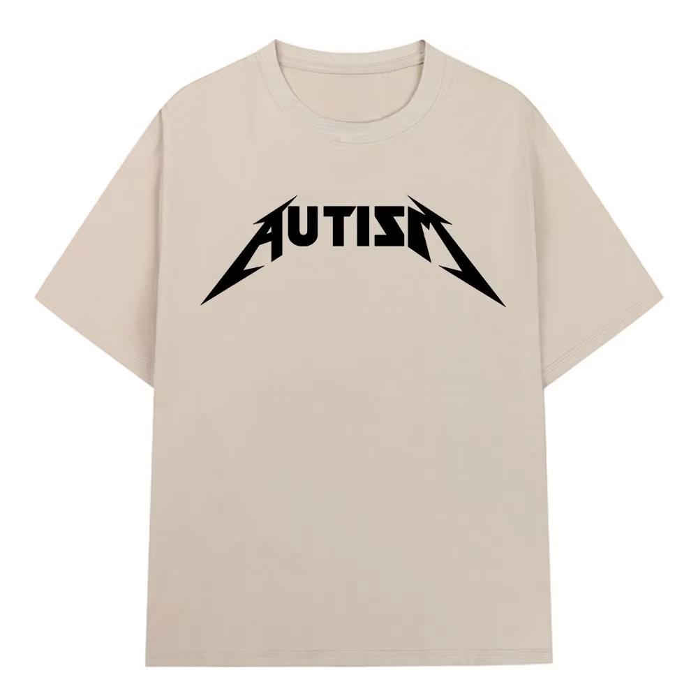 Autism Metal Rock funny Mens 100Cotton shirt Y2k hiphop style Graphic Tshirt Unisex Oneck Short Sleeve Streetwear Women shirt