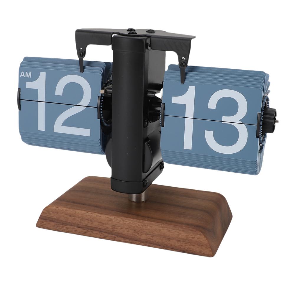 Digital Flip Desk Clock 12 Hours Battery Powered Retro Mechanical Auto Flip Down Clock with Wood