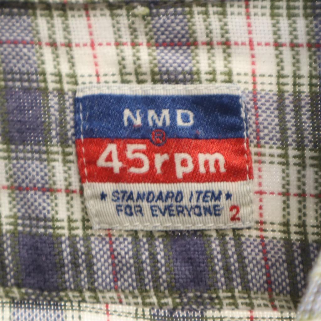 R by 45rpm Check Pattern Long sleeve shirt 2 Navy system NMD Men's Used