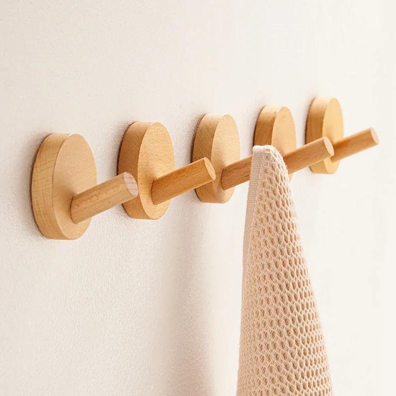 Wall-mounted coat rack, clothes wall-mounted solid wood hooks