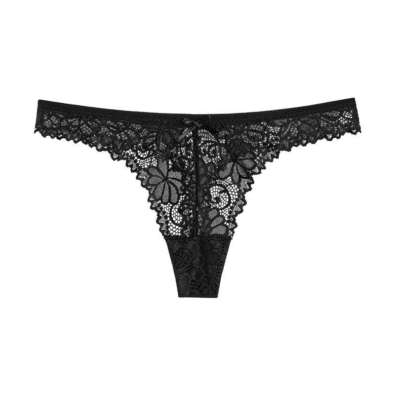 Sexy Lace Briefs Bow Thong Women's Hollowed Out See Through Low Waist T-Panties Sporty Seamless Hot Underwear Panties
