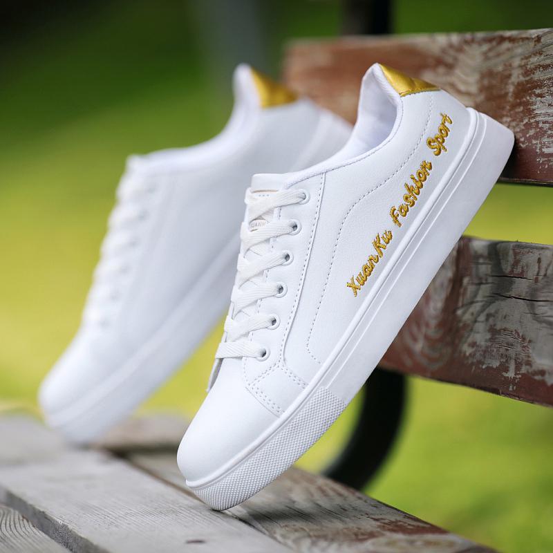 2025 New Men Sneakers Fashion Breathble Vulcanized Shoes Pu Leather Platform Shoes White Lace Up Casual Footwear Zapatos Mujer