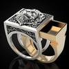 Accessories, Domineering Lion Head Men's Rings, Creative Invisible Box Storage Rings