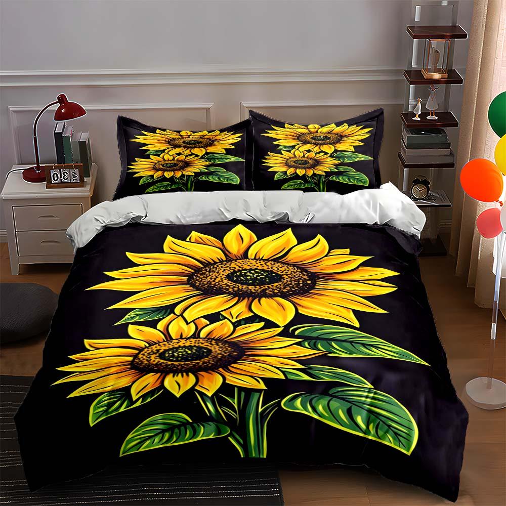 

Sunflower floral artwork. Bedding Duvet cover sets Duvet covers Pillowcases gifts (1 * Duvet Cover 2 * Pillowcases, without duvet insert) 135x200cm