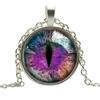Vintage Jewelry Cat Eye Pendant Necklace Charm Rhinestone Chain Ethnic Necklace