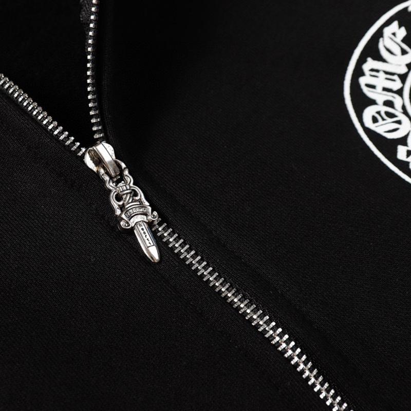 845 CHROME HEARTS 2025 Autumn and Winter New Plus Size Classic Style Logo Zipper Hooded Sweatshirt, Suitable for Couples to Wear