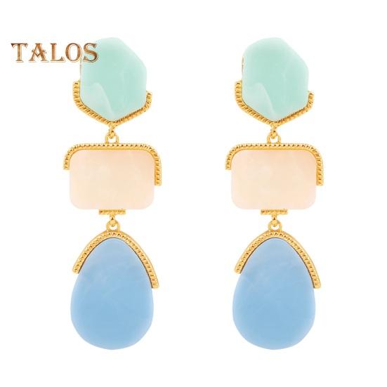 

1 пара женских висячих сережек, преувеличенные геометрические серьги в цвете, гладкие висячие серьги в стиле бохо для клубной вечеринки, украшения для ушей синий