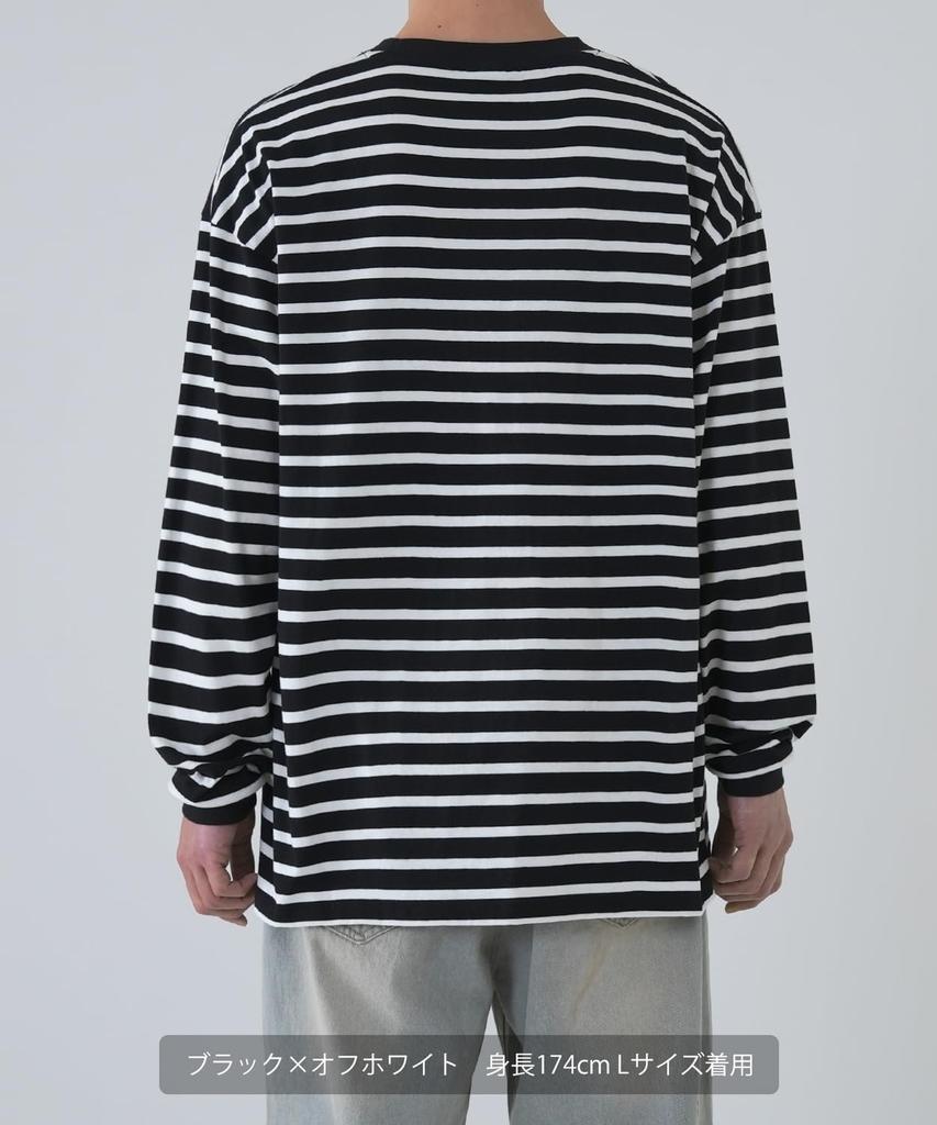 IMPROMES Casual SIDEWAYSTANCE Floral Border Long Sleeve T-Shirt, Men's, Off-White x Navy