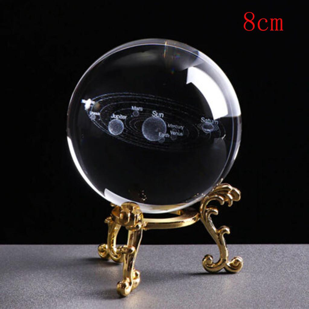 3D Solar System Crystal Ball Engraved Solar System Miniature Planets Model