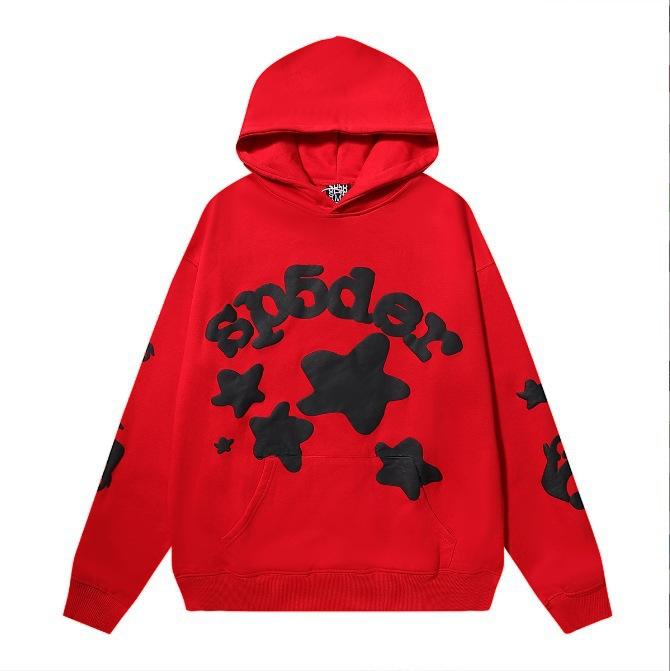 European and American Trendy Brand Sp5der Spider Web Print Hooded Sweater for Men and Women Loose Heavy Fleece Hip Hop Couple Hoodie