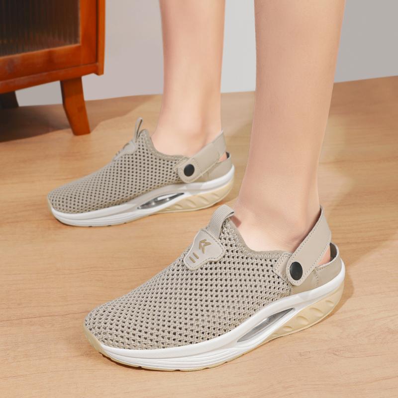 Breathable Mesh Women's Sandals Air Cushion Platform Casual Shoes Plus Size 35-43 Non-slip Slippers for Walking Traveling