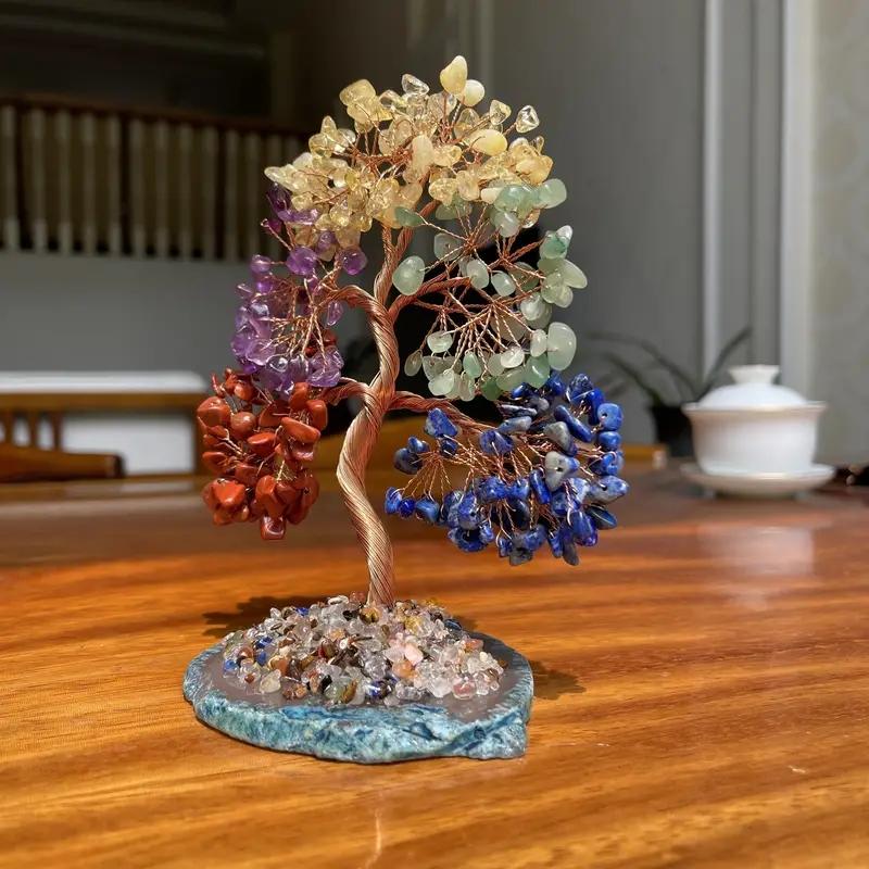 Vintage Gemstone Bonsai Tree with Mixed Crystal Stones Chakra Healing Feng Shui Decorative Tree Positive Energy Crystal Tree