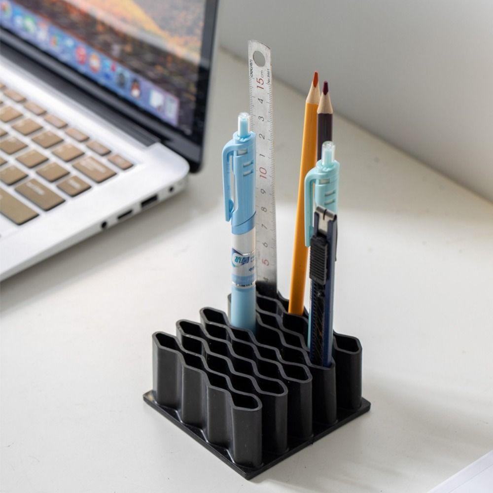 Förvaringsställ för silikonpennor Slitstark vågformad skrivbordspenna Söt sminkborstehållare med stor kapacitet