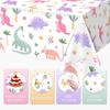 3pcs Pink Dinosaur Birthday Tablecloths 108x54inch Watercolor Dinosaur Birthday Decorations for Girls Dino Birthday Party Disposable Table Covers