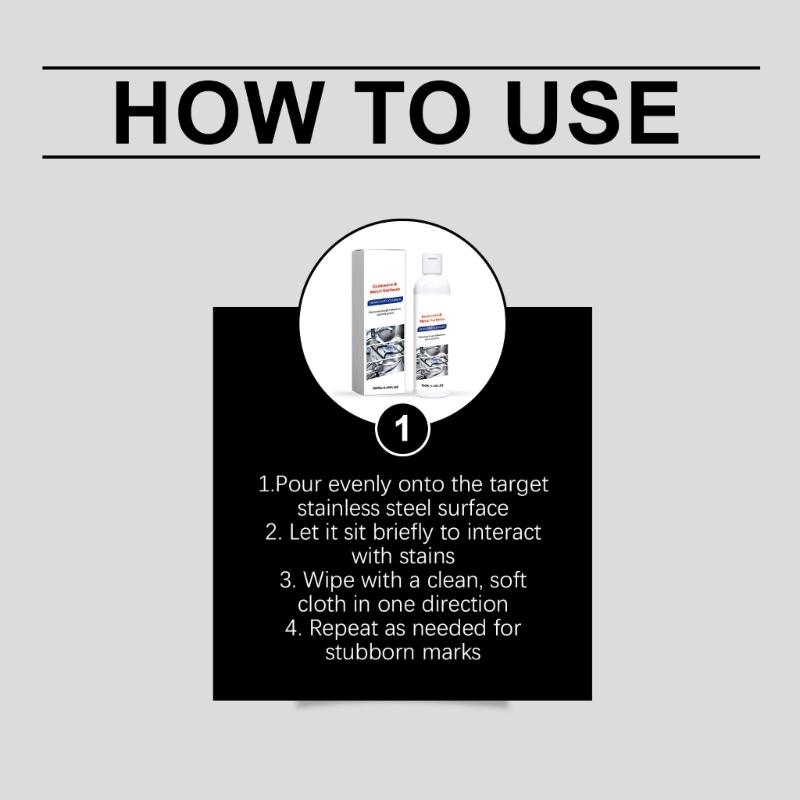 Professional Stainless Steel Metal Surfaces Cleaner for Kitchen Cookware Restores Shine To Metal Surfaces Quick Acting