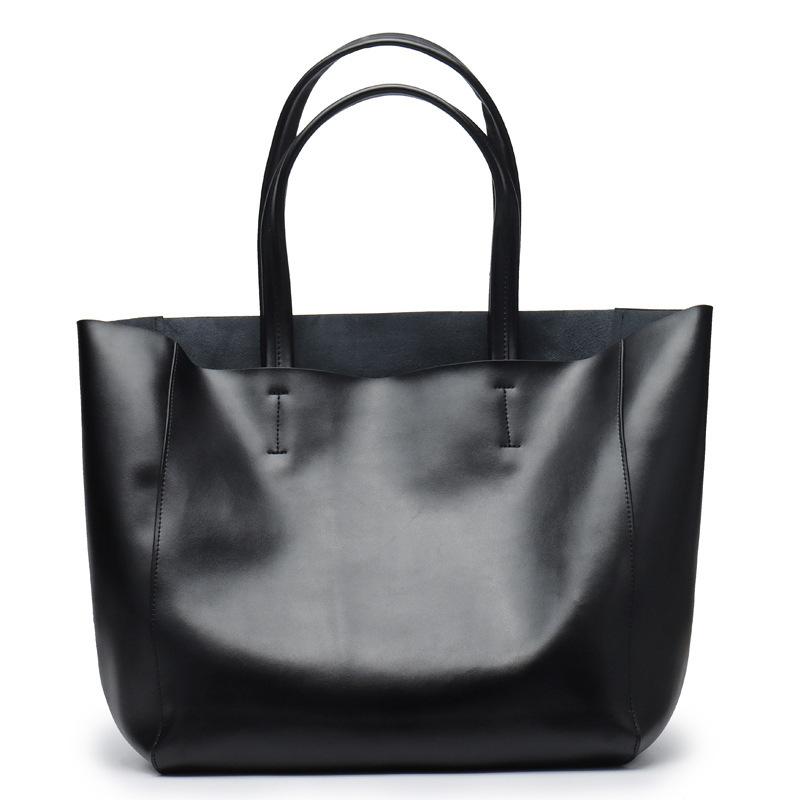 

New Large Capacity Commuting Bag, Mommy Shopping Bag, Cowhide Big Bag, Leather Tote Bag, Single Shoulder Diagonal Shopping Bag