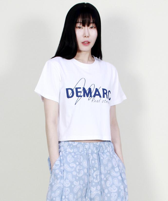 Deumakeu Logo Graphic Crop Short Sleeve T-Shirt White
