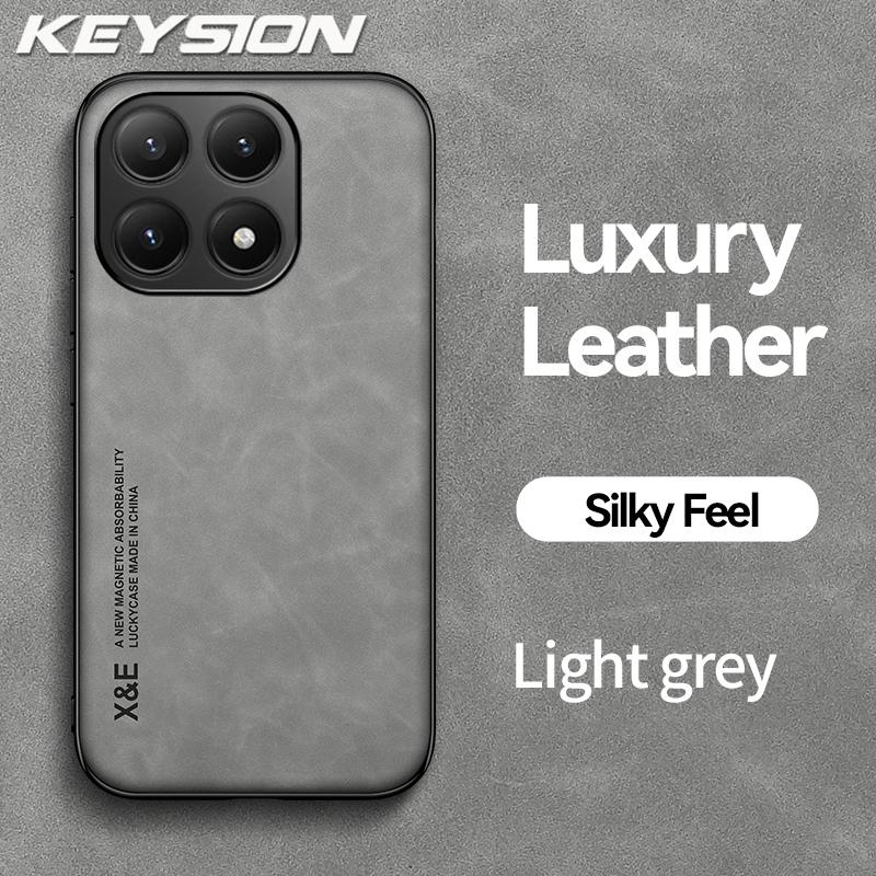 KEYSION Luxury Retro PU Leather Phone Case for Xiaomi 15T Pro Soft Silicone+PC Shockproof Phone Back Cover for Xiaomi 15T 15TPro