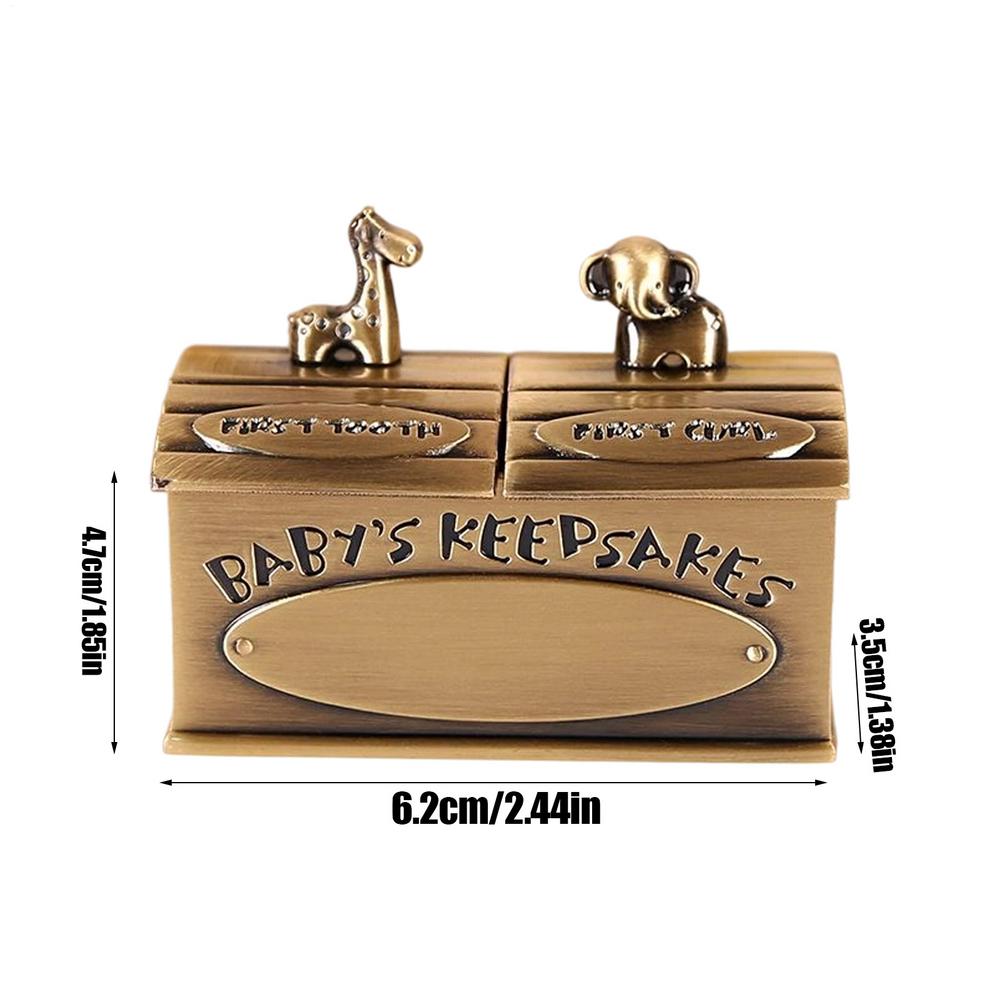 

Baby Tooth Box Adorable Animal Design Teeth Keepsake Box Zinc Alloy Elegant Memory Tin For Kid Baby Girls Boys Toddler Shower золотий