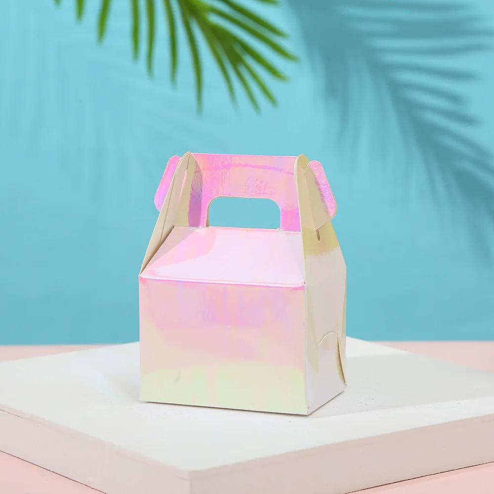 6pcs Festival Party Cake Box Candy Box Handheld Gold Card Box Creative Wedding Candy Box Horn Paper Box Candy Cake Packaging