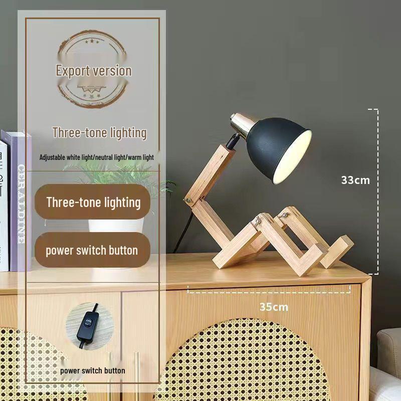 Verstellbare Holz-Augenschutz-Schreibtischlampe für Arbeitszimmer & Schlafzimmer