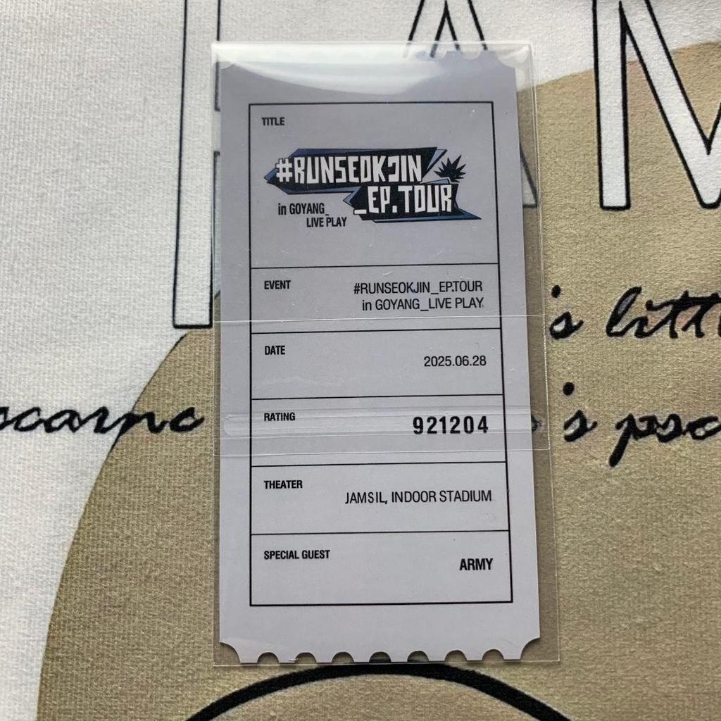 [USED] RUNSEOKJIN_EP.TOUR Korea 6/28 Limited Edition Jin Trading Card