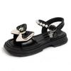 Children's sandals 2025 summer Korean version girls bow foreign princess single shoes baby pearl versatile beach shoes