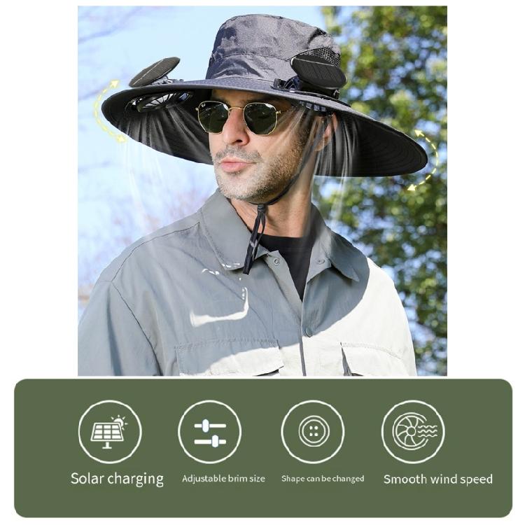 Outdoor Solar Fan Hat Neck Coverage Quickly Dry Fabric Hat Adjustable Sun Hat Sweat Absorbing Solar Fan Hat for Outdoor