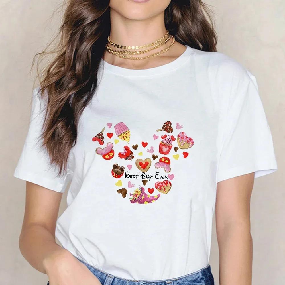 Disney Castle 90S Tops Mickey Mouse Cotton T-shirts Pink Minnie Graphic Kid Shirt Fashion Blouses Summer Women Harajuku Clothing