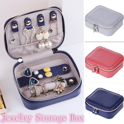 Cestovní přenosná šperkovnice s dvojitým zipem Organizér Kožená šperkovnice Úložná krabička na náušnice se zrcadlem
