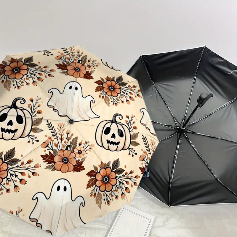 1pc Ghost Pumpkin Pattern Umbrella  Automatic Opening and Closing Umbrella, High quality Umbrella, Ideal Gift for Her 189