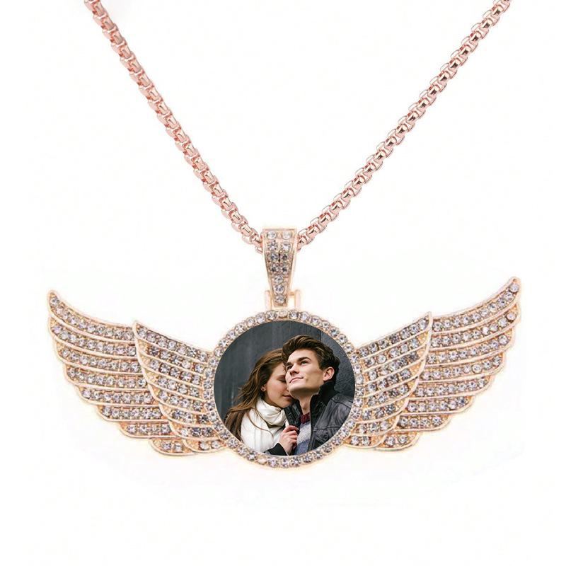 European Hip Hop Personalized Round Photo Men's Necklace
