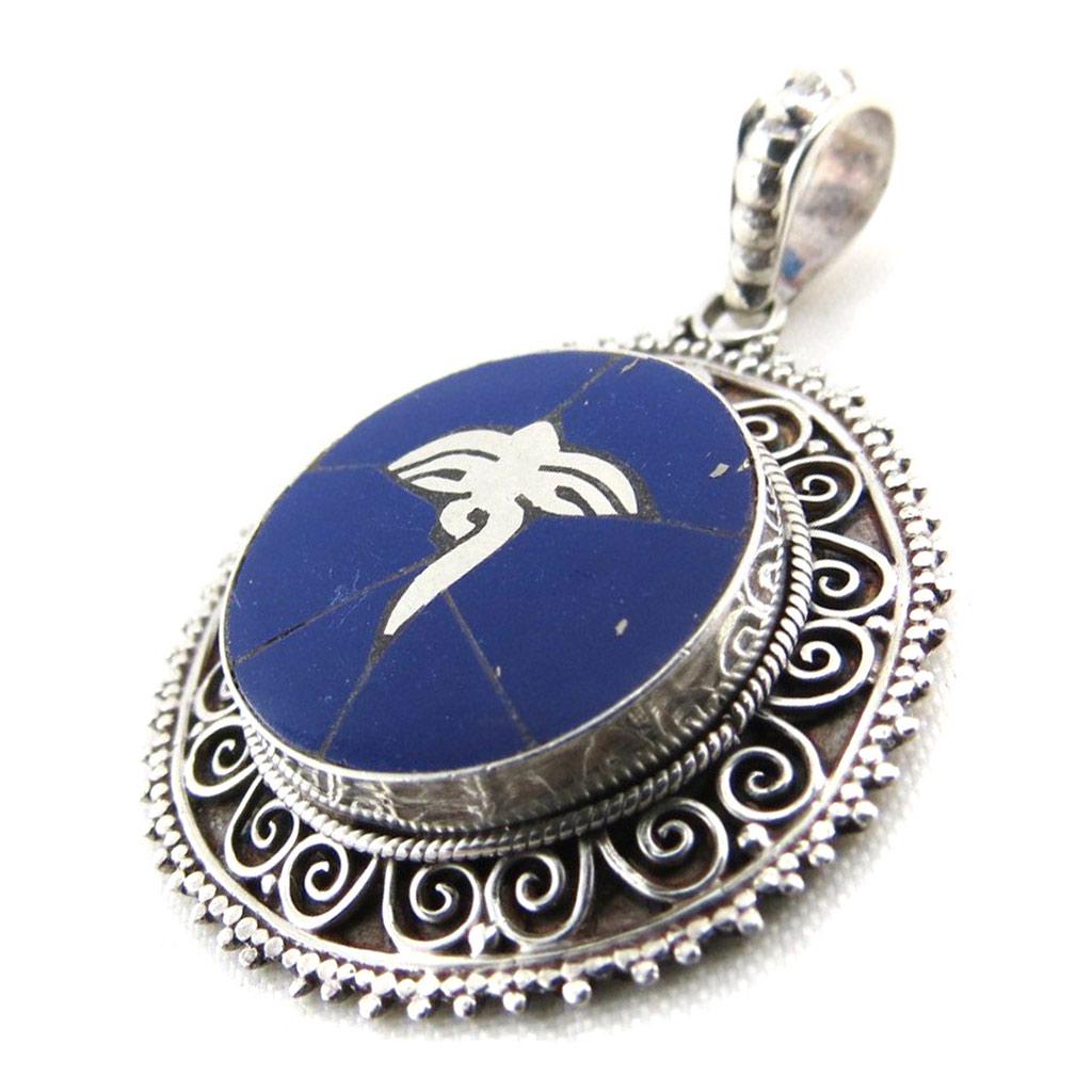 Les Trésors De Lily [J3939] - Silver 'Hatari' Lapis Lazuli Pendant