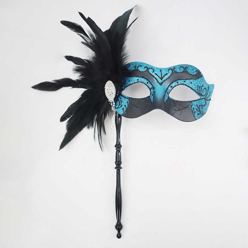 Venetian Masquerade Masks Halloween Mardi Gras Masks with Stick Ball Party Masks