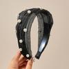 huaqianguhh Wide Edges Hair Hoop, Breathable Mesh Headband with Imitation Pearls Decor, Anti-Slip Hemming Face Shaping Accessory